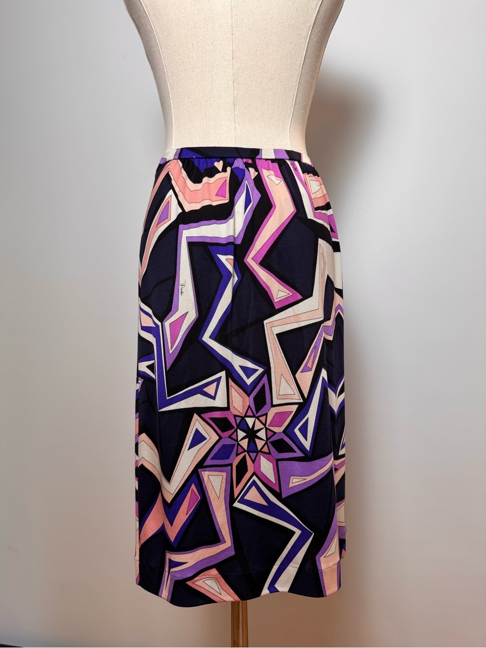 Emilio Pucci Vintage 100% Silk Geometric Print Skirt Size 10 - Picture 8 of 10